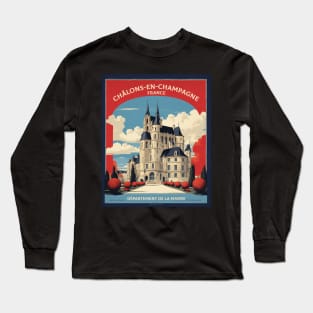 Chalons en Champagne France Vintage Poster Tourism Long Sleeve T-Shirt